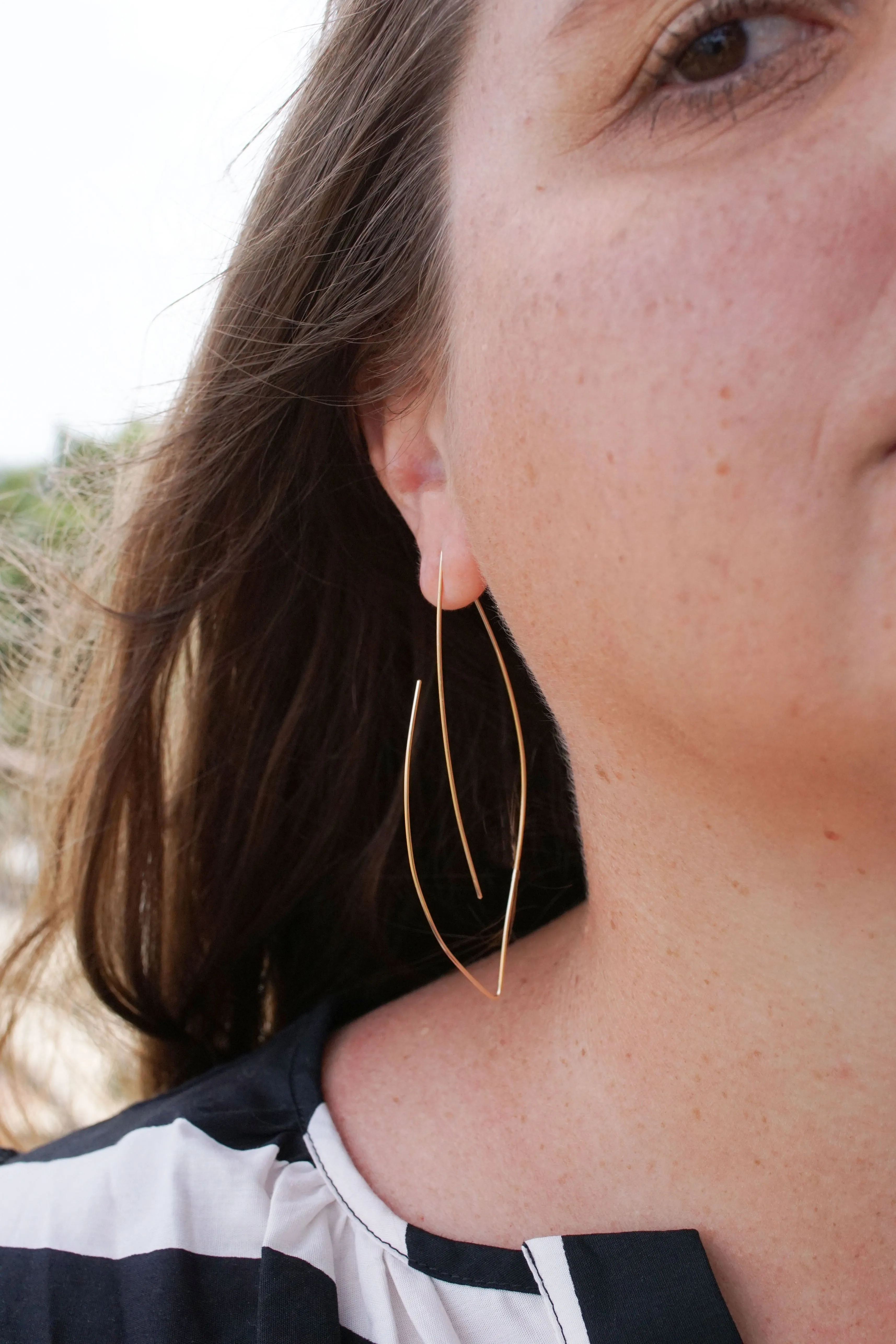 Verdant Threader Hoop Earrings in silver or gold-filled