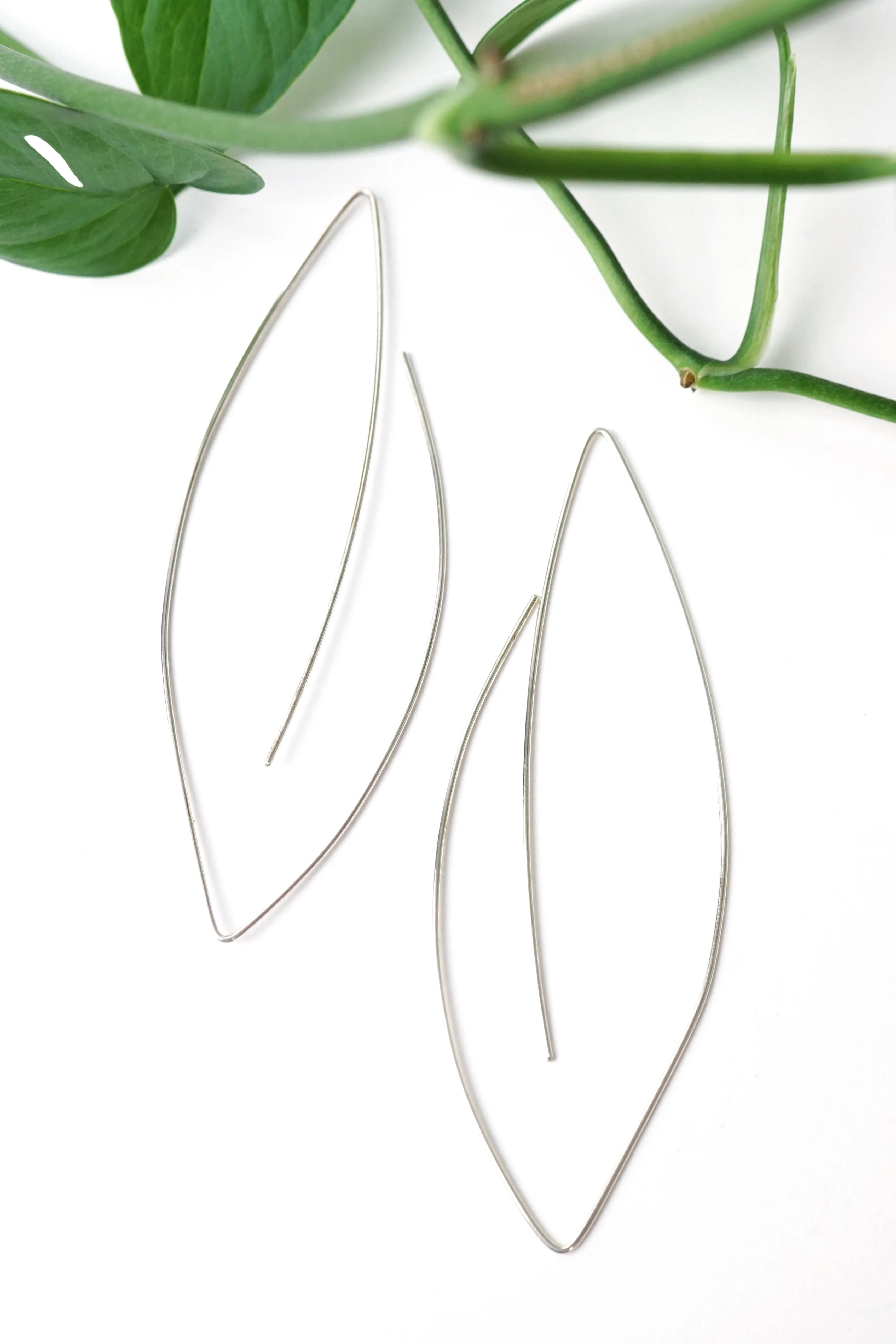 Verdant Threader Hoop Earrings in silver or gold-filled
