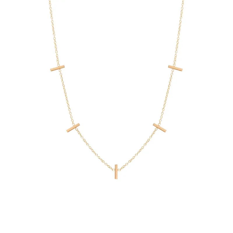 Vertical Bar Necklace in Yellow Gold