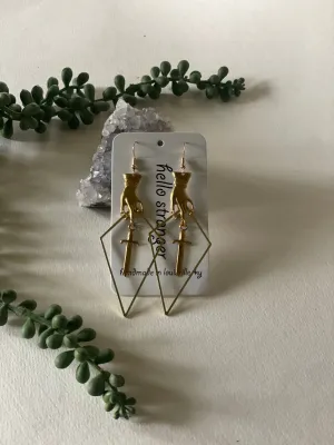 Victorian geometric dagger earrings