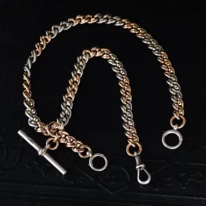 Victorian Rose Gold & Silver Albert Chain Necklace
