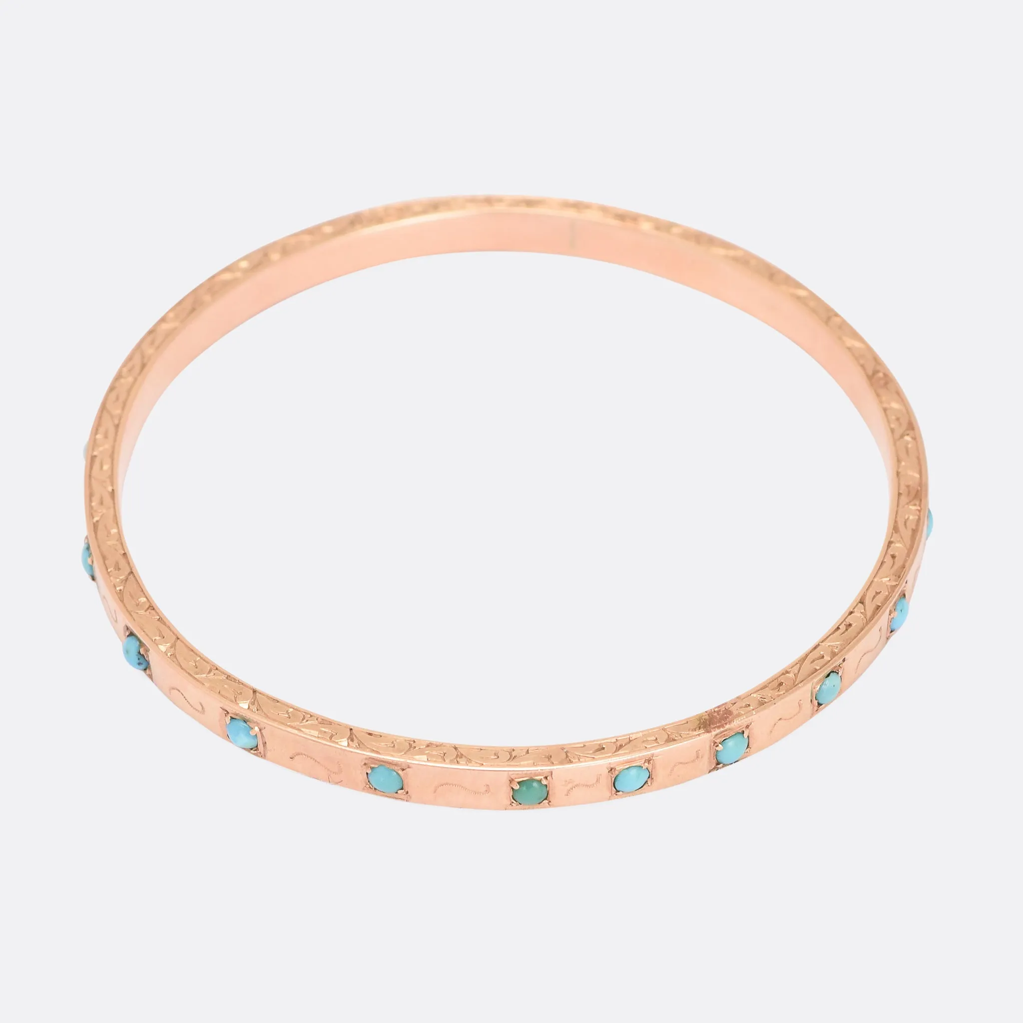 Victorian Rose Gold Turquoise Child's Bangle