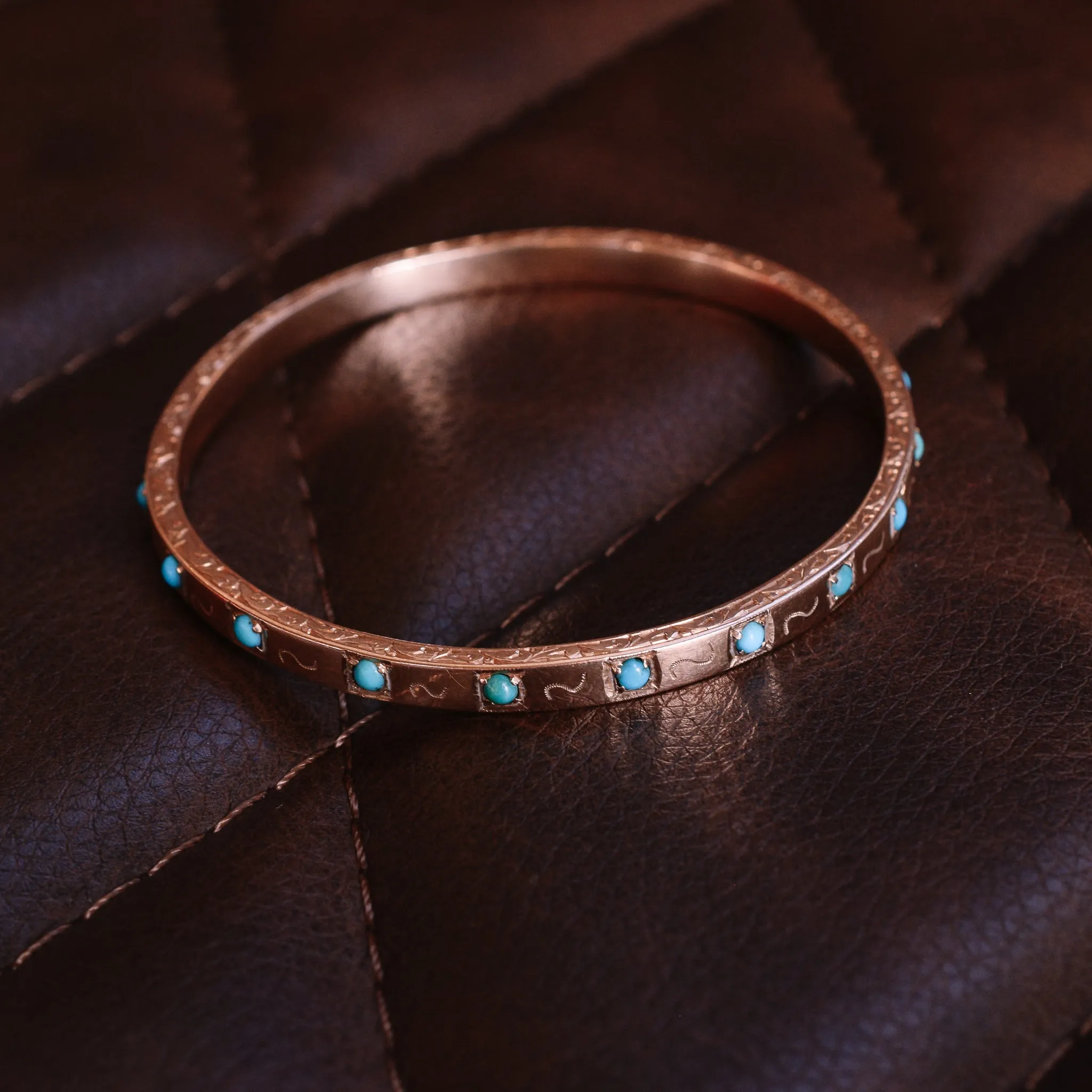 Victorian Rose Gold Turquoise Child's Bangle