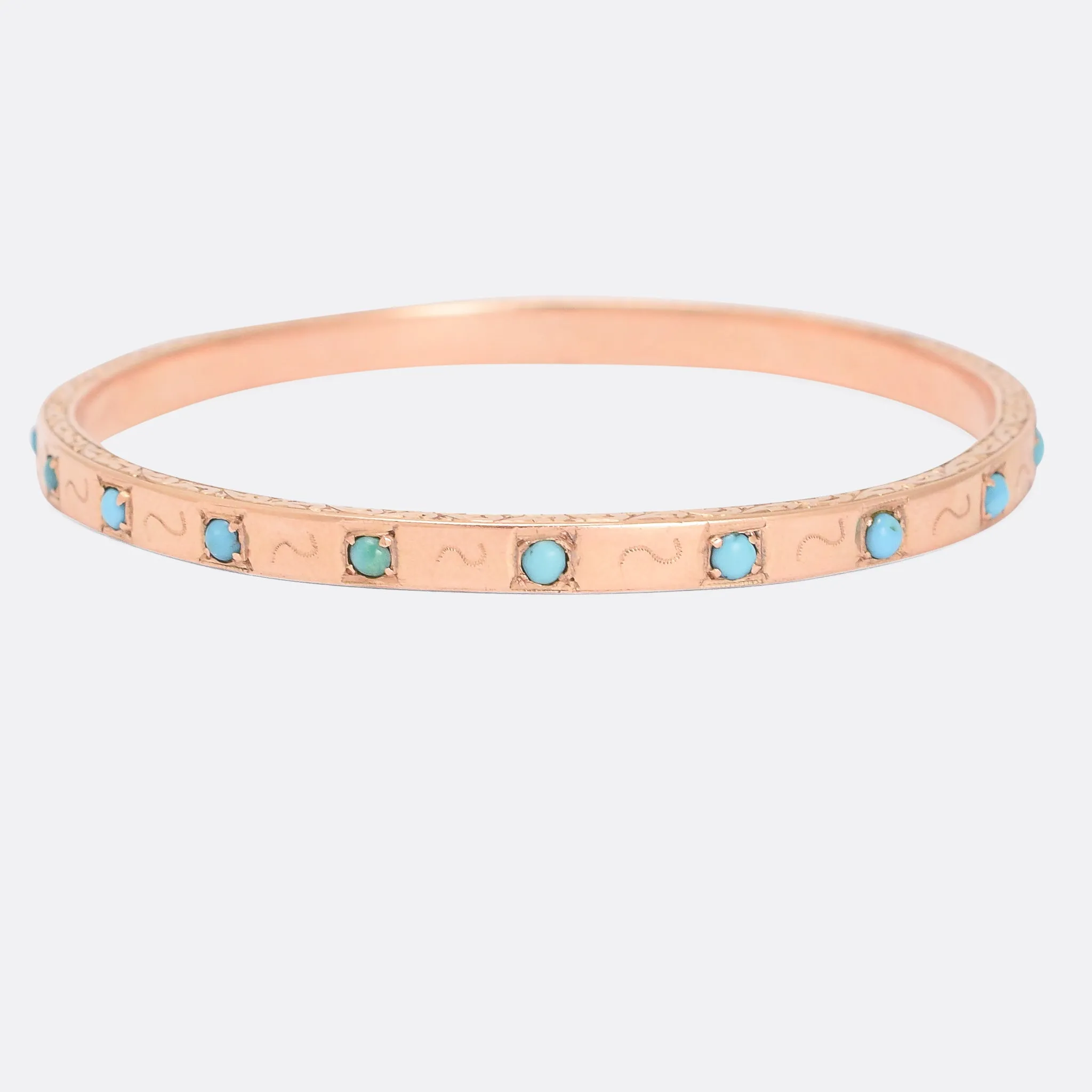 Victorian Rose Gold Turquoise Child's Bangle