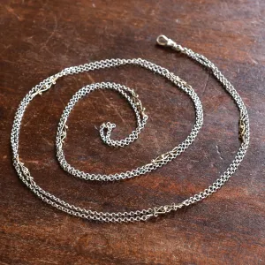 Victorian Silver Fancy-Link Guard Chain, 60"