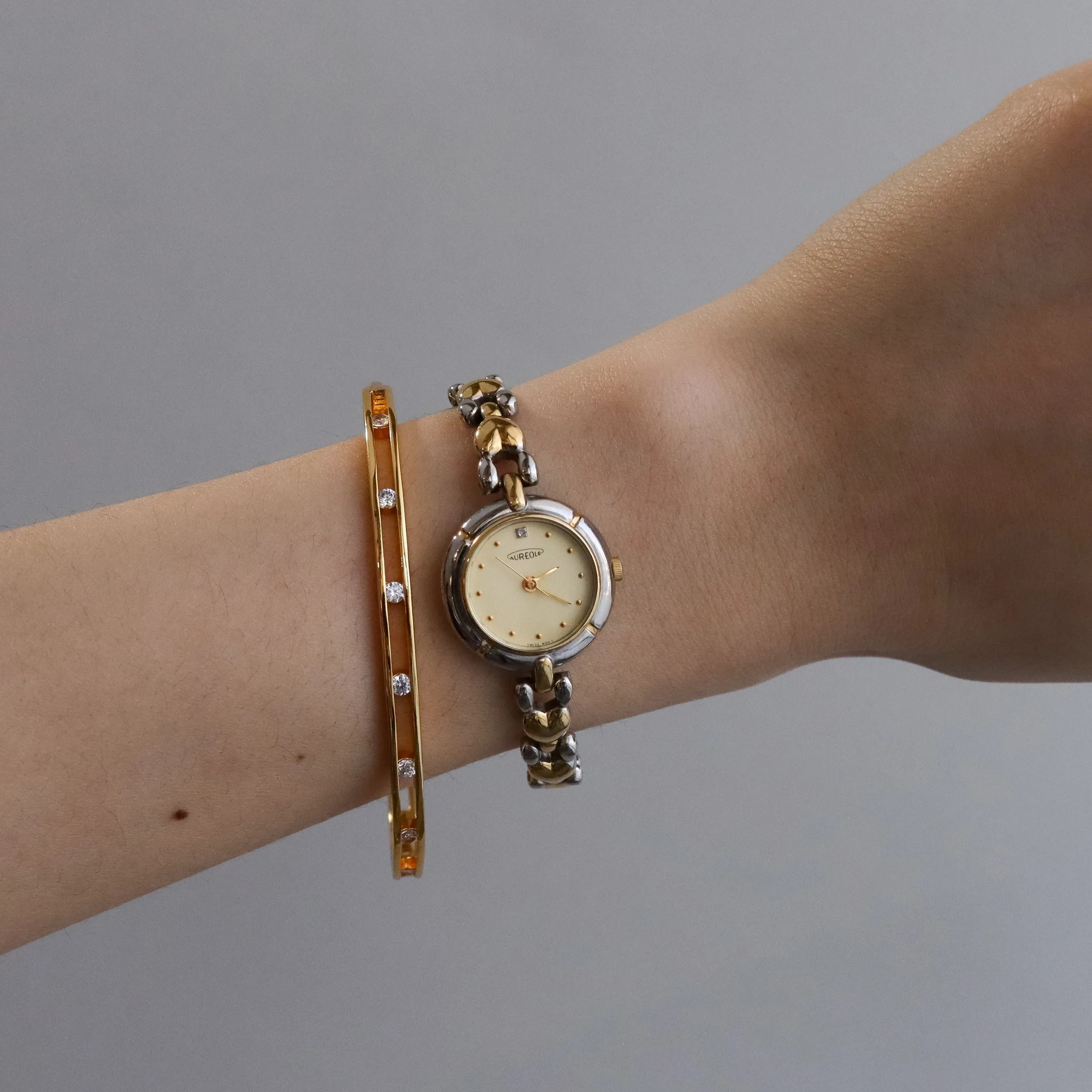 Vintage Aureole Swiss Heart Two Tone Watch