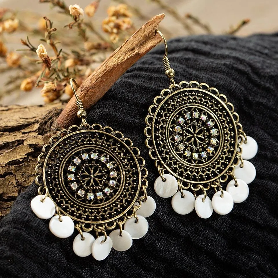Vintage Beads Round Dangle Drop Earrings