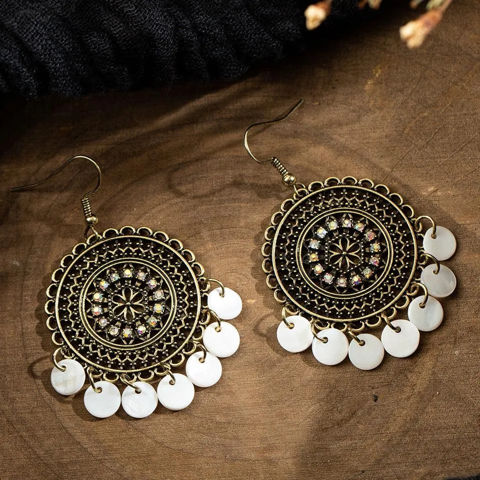 Vintage Beads Round Dangle Drop Earrings