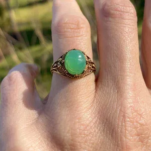Vintage Carved Chalcedony Scarab Ring