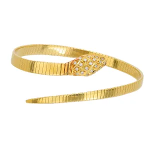 Vintage diamond 18k yellow gold tubogas snake bangle