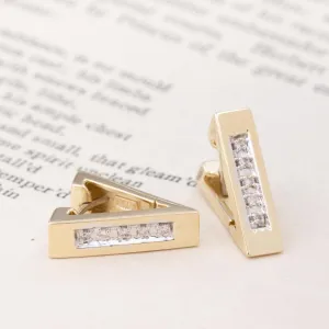 Vintage Diamond V Drop Hoop Earrings