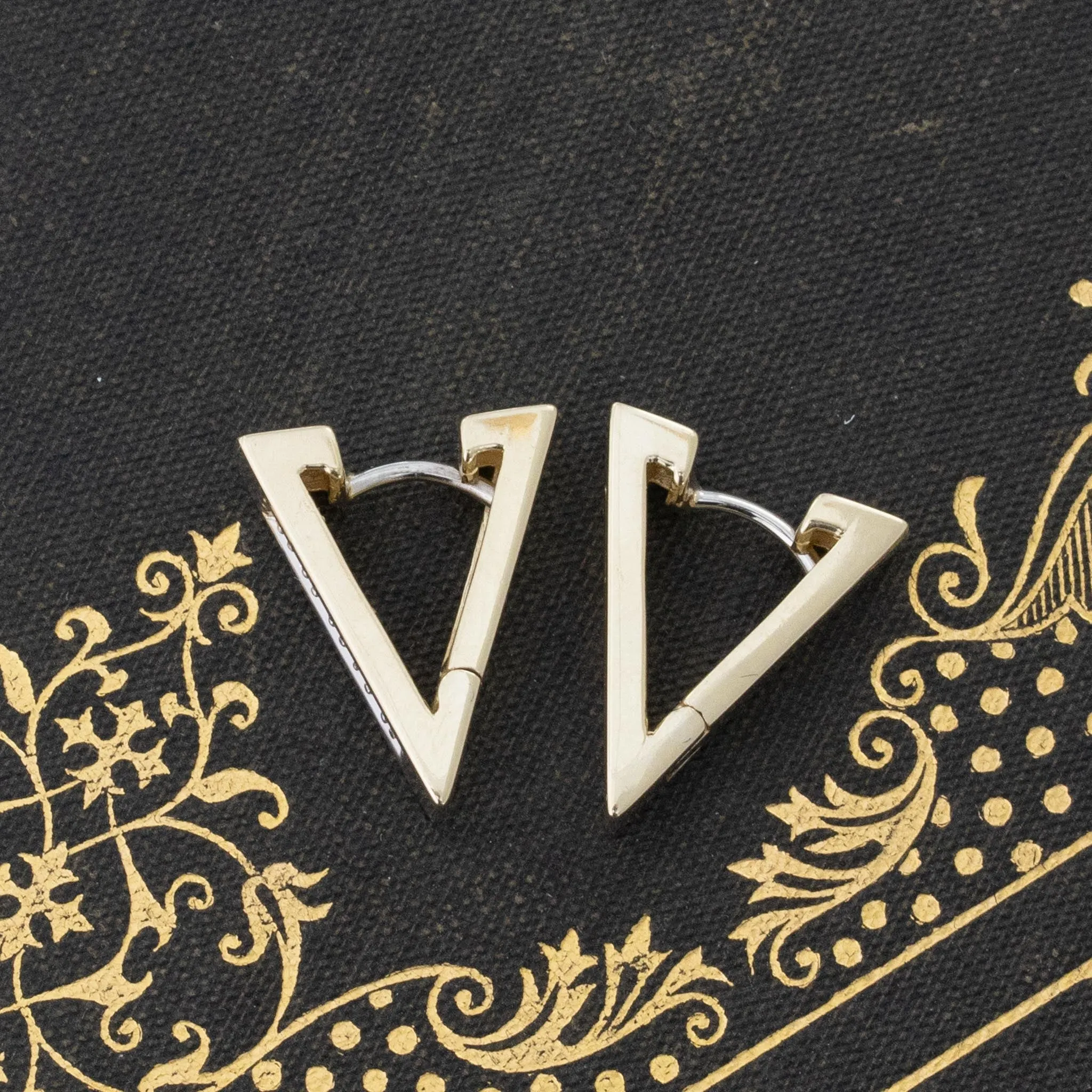 Vintage Diamond V Drop Hoop Earrings