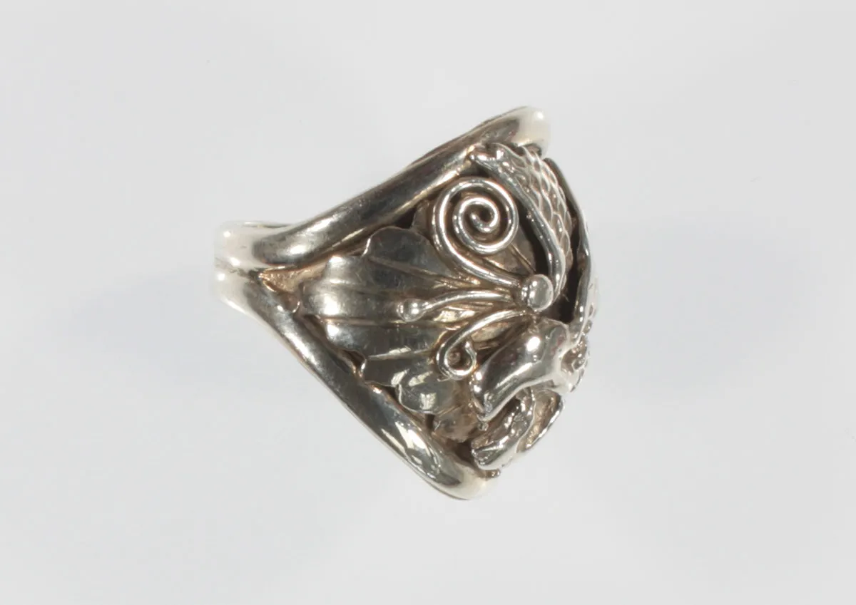 Vintage Navajo Bald Eagle Sterling Silver Ring By Les Holden SZ 9.50