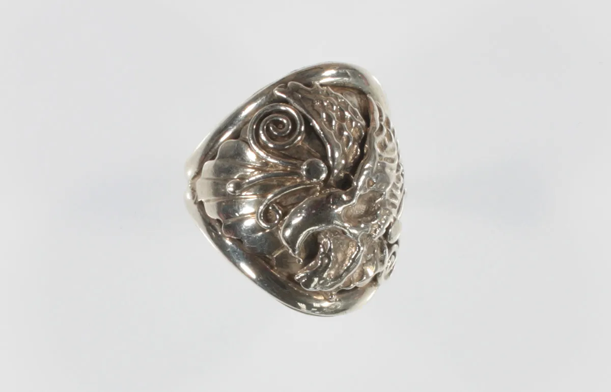 Vintage Navajo Bald Eagle Sterling Silver Ring By Les Holden SZ 9.50