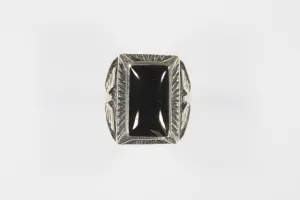 Vintage Onyx Eagle Sterling Silver Ring SZ 11