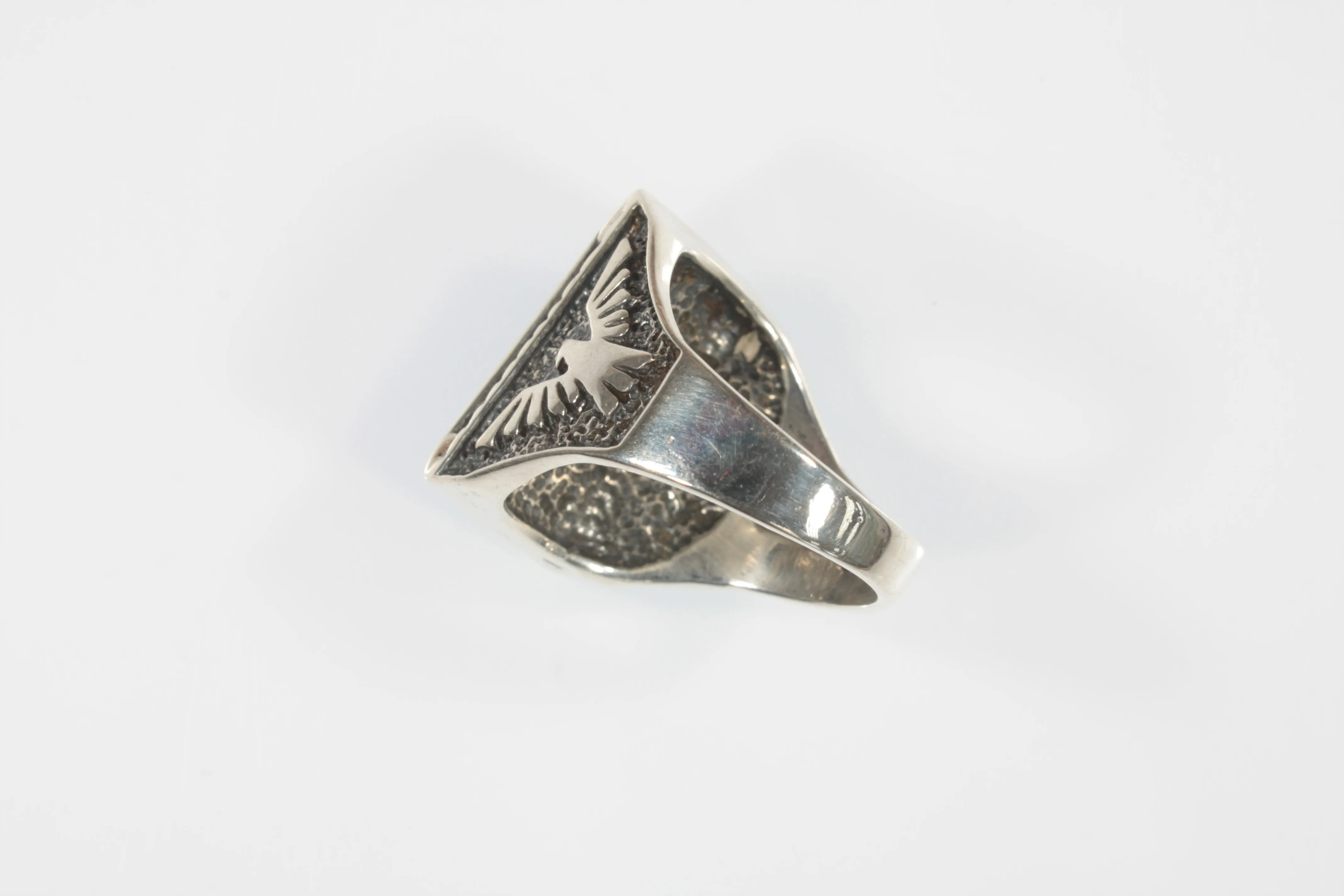 Vintage Onyx Eagle Sterling Silver Ring SZ 11