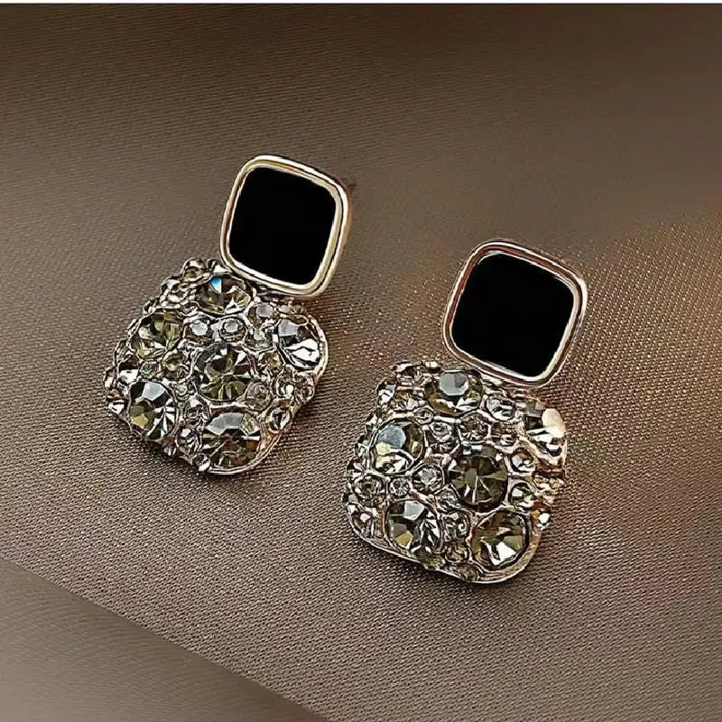 Vintage Purple Shiny Crystal Geometric Women Earrings Contracted Sweet Lovely Fine Shiny Drop Earrings Jewelry