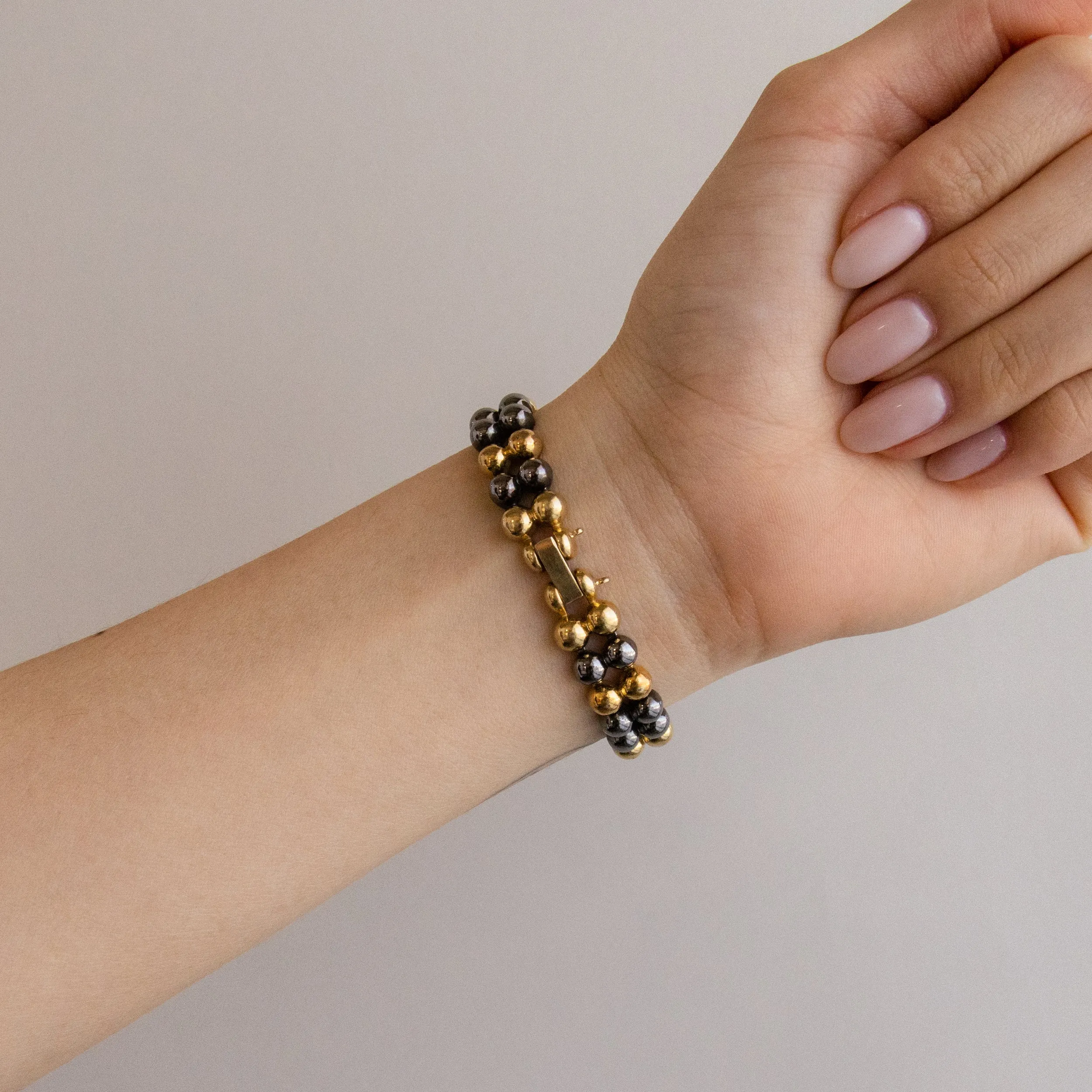 Vintage Seiko Black Beaded Gold Watch