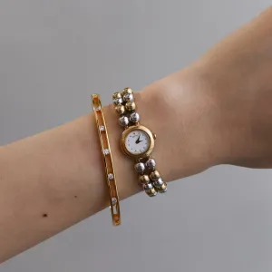 Vintage Seiko Dainty Beaded Two Tone Watch