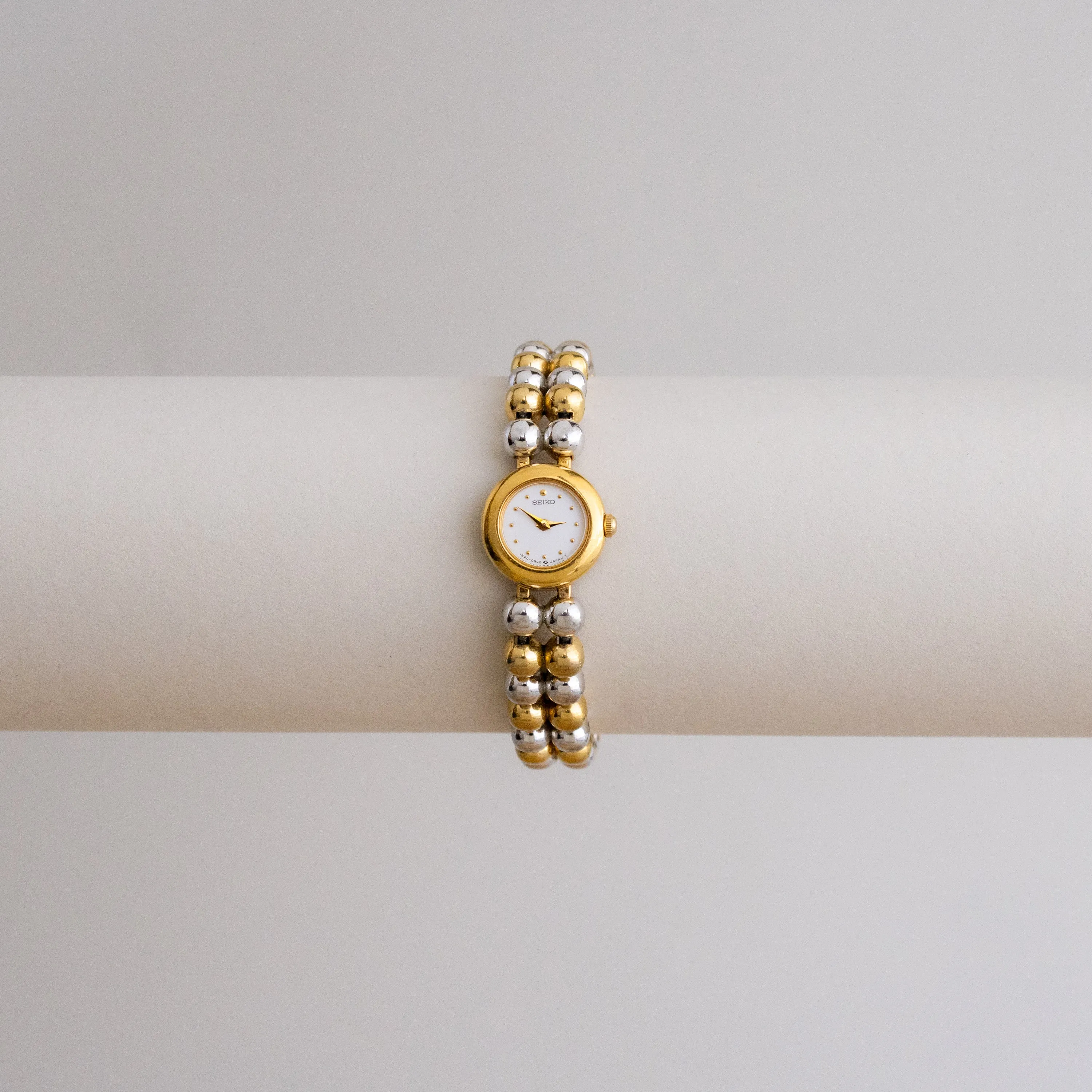 Vintage Seiko Dainty Beaded Two Tone Watch