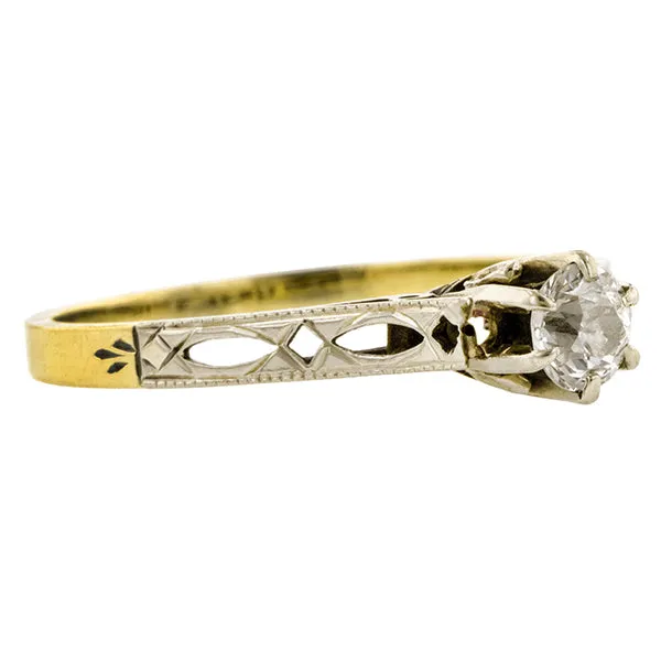 Vintage Solitaire Diamond Engagement Ring, Old Mine; 0.22ct