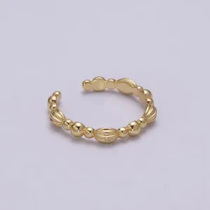 Vintage Style Ring Ball Beaded Cuff Ring Open Adjustable Gold Ring U-159