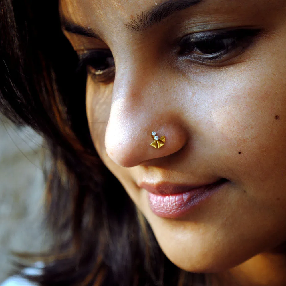 Warli Art Two Diamond Tribal Stud