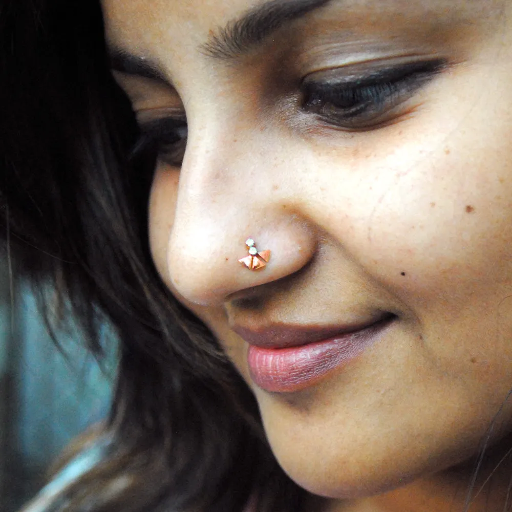 Warli Art Two Diamond Tribal Stud
