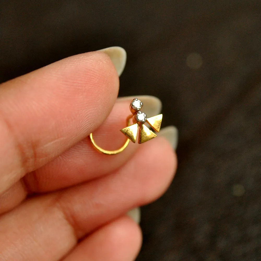 Warli Art Two Diamond Tribal Stud