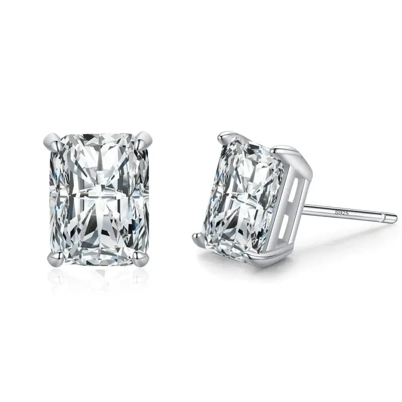 Water Drop Geometric CZ Sterling Stud Earrings