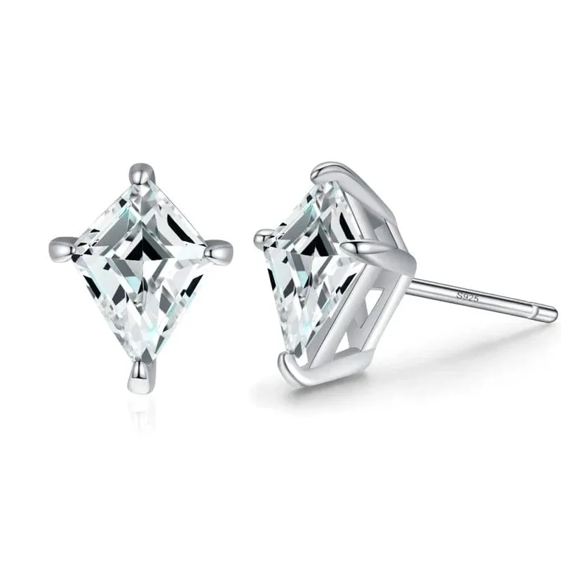 Water Drop Geometric CZ Sterling Stud Earrings