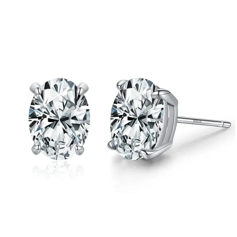 Water Drop Geometric CZ Sterling Stud Earrings