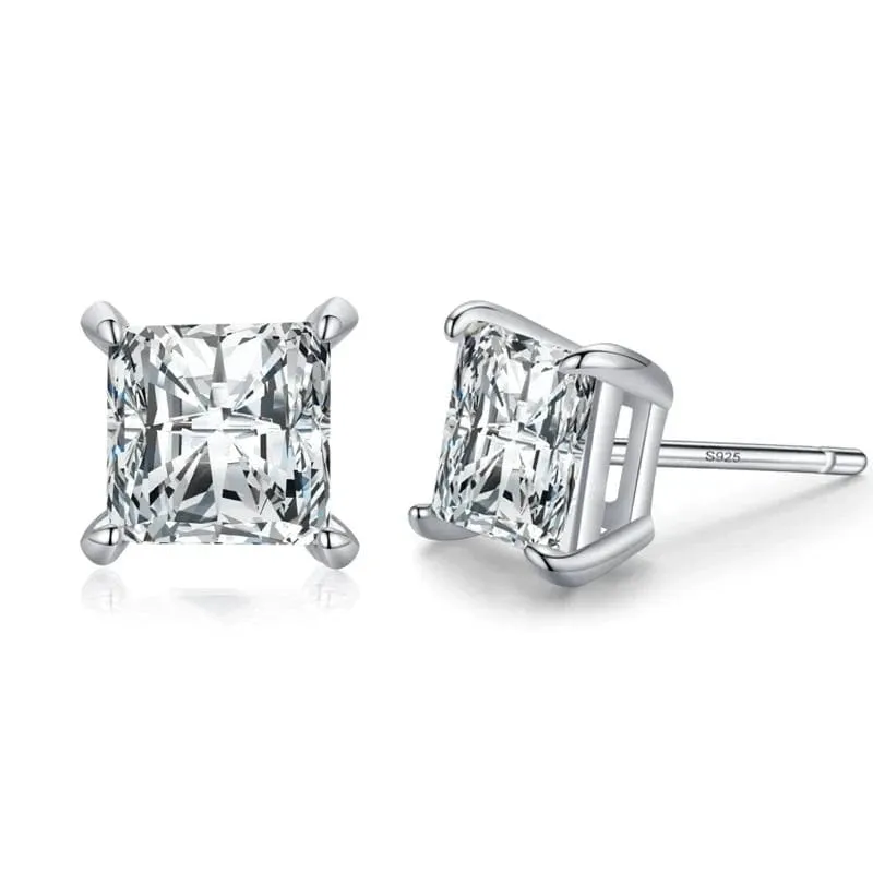 Water Drop Geometric CZ Sterling Stud Earrings
