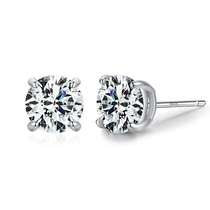 Water Drop Geometric CZ Sterling Stud Earrings