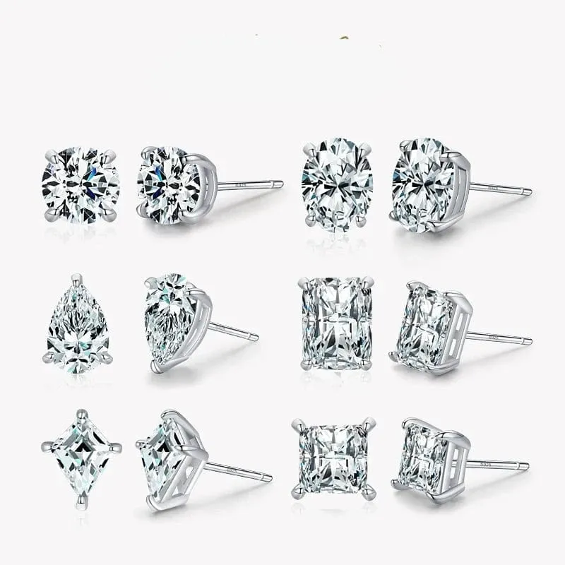 Water Drop Geometric CZ Sterling Stud Earrings