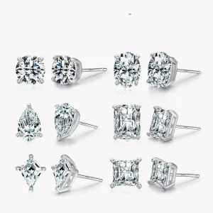 Water Drop Geometric CZ Sterling Stud Earrings