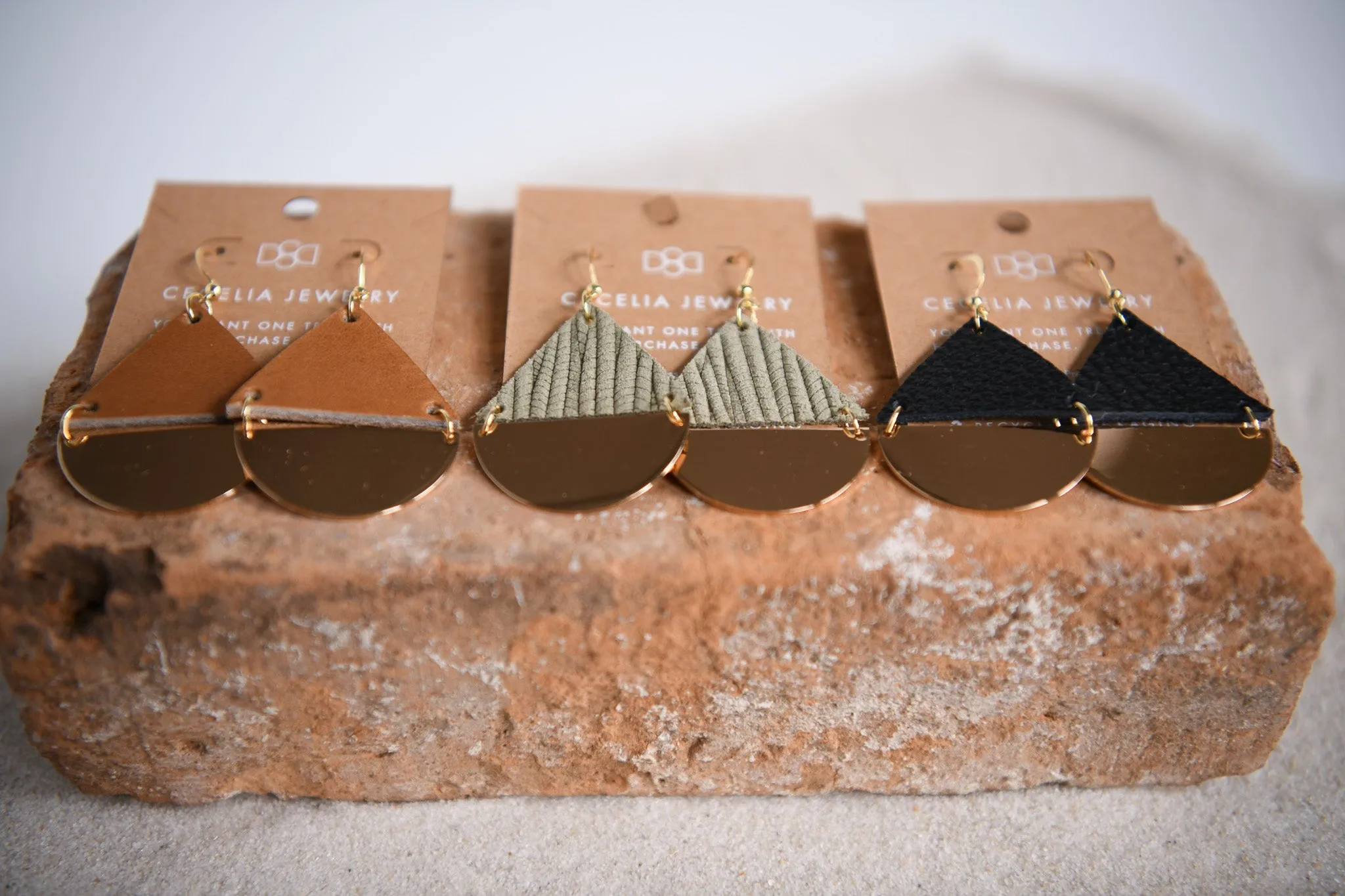 Waxing Moon Geometric Pendant Earrings
