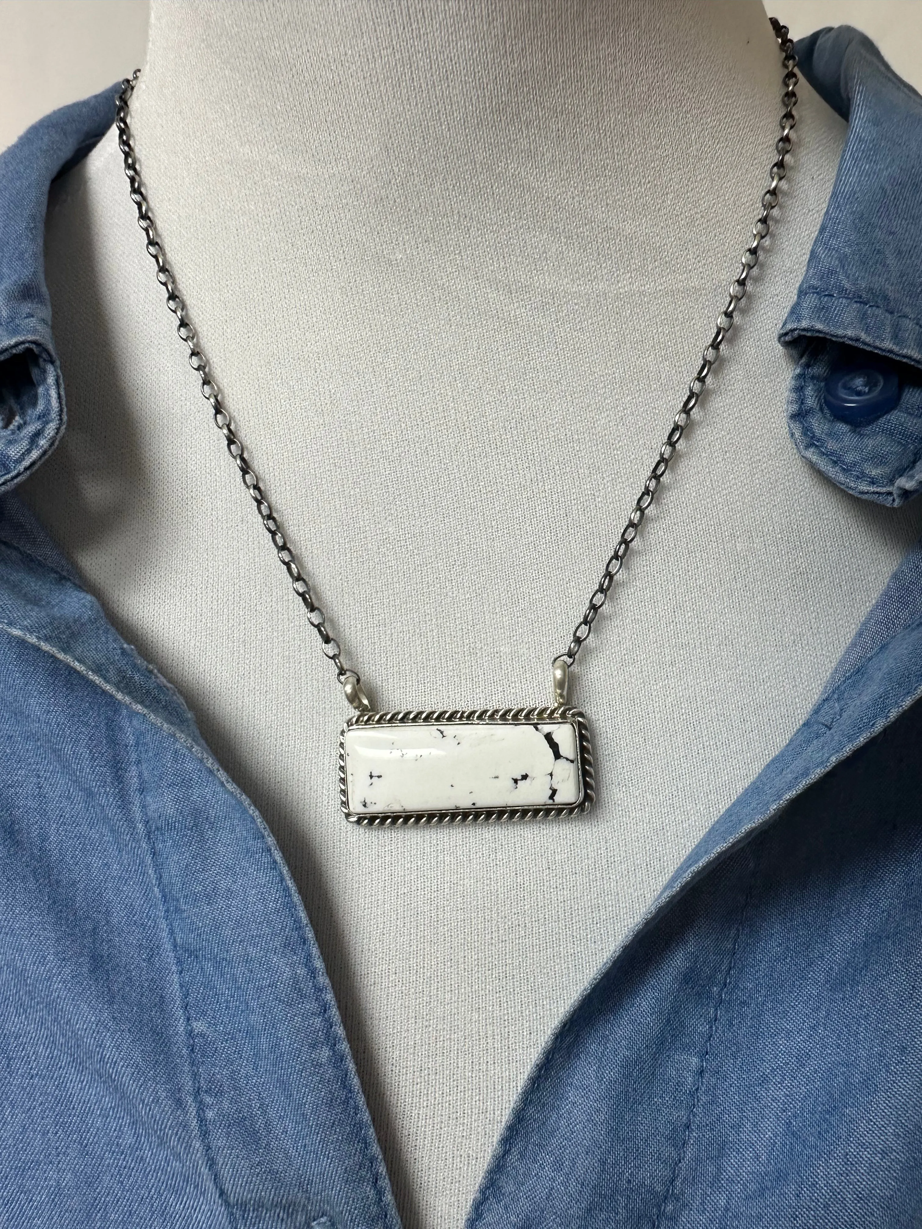 White Buffalo Bar Necklace