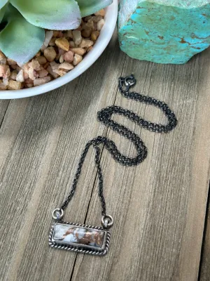 White Buffalo Bronze Bar Necklace