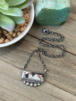 White Buffalo Bronze Bar Necklace