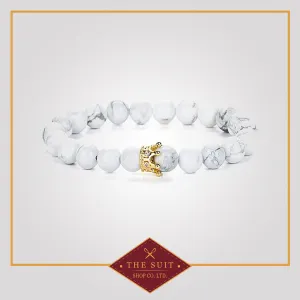 White Howlite Crown Beads Bracelet