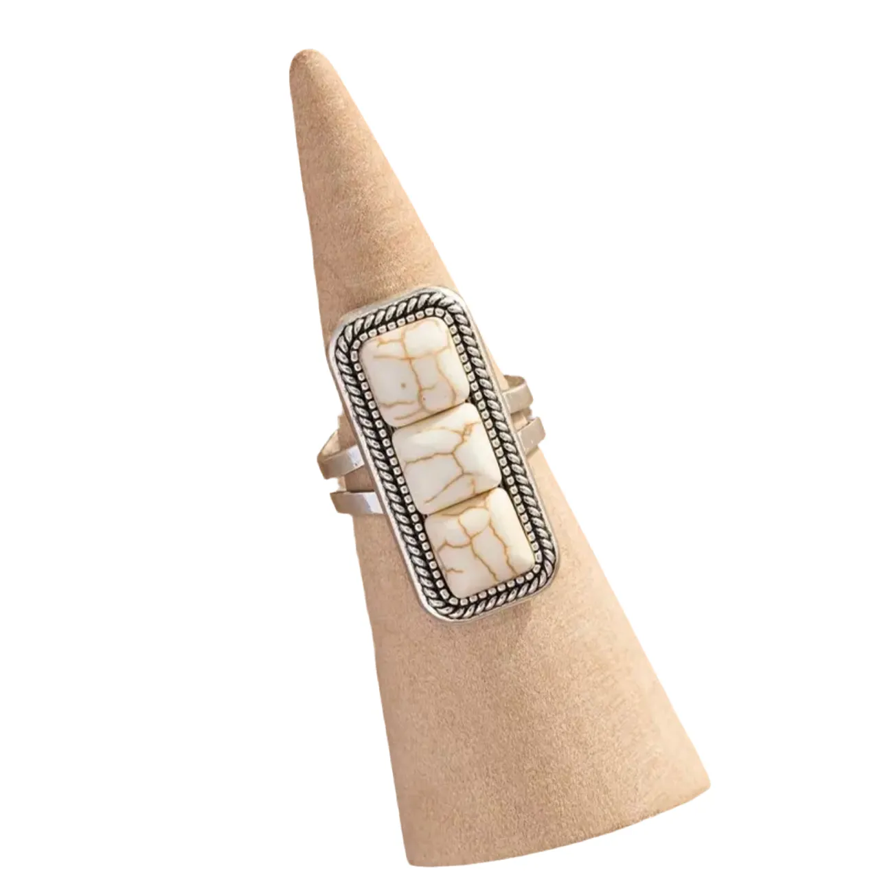 White Turquoise Long Ring