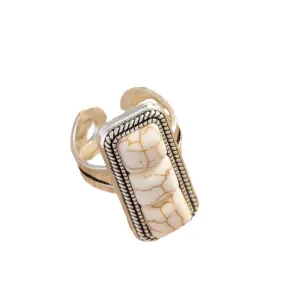 White Turquoise Long Ring