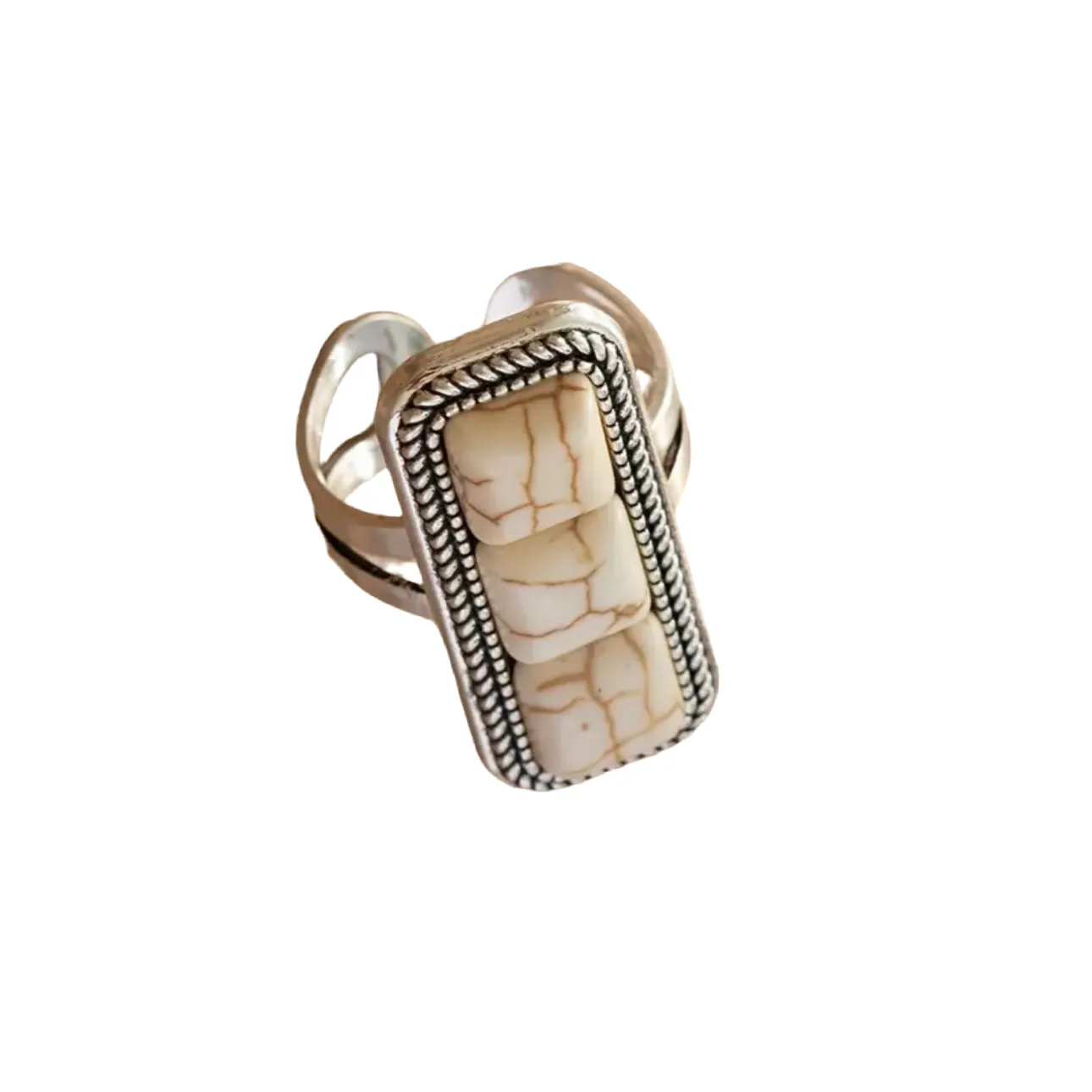 White Turquoise Long Ring
