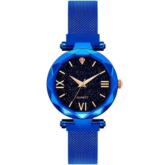 Women Starry Sky Watch Luxury Magnetic Buckle Mesh Band Quartz Wristwatch Female Rose Gold Diamond Watches zegarek damsk