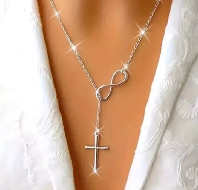 Women's Fashion JeweIry Infinity Cross Pendant Necklace Trending Free Shipping