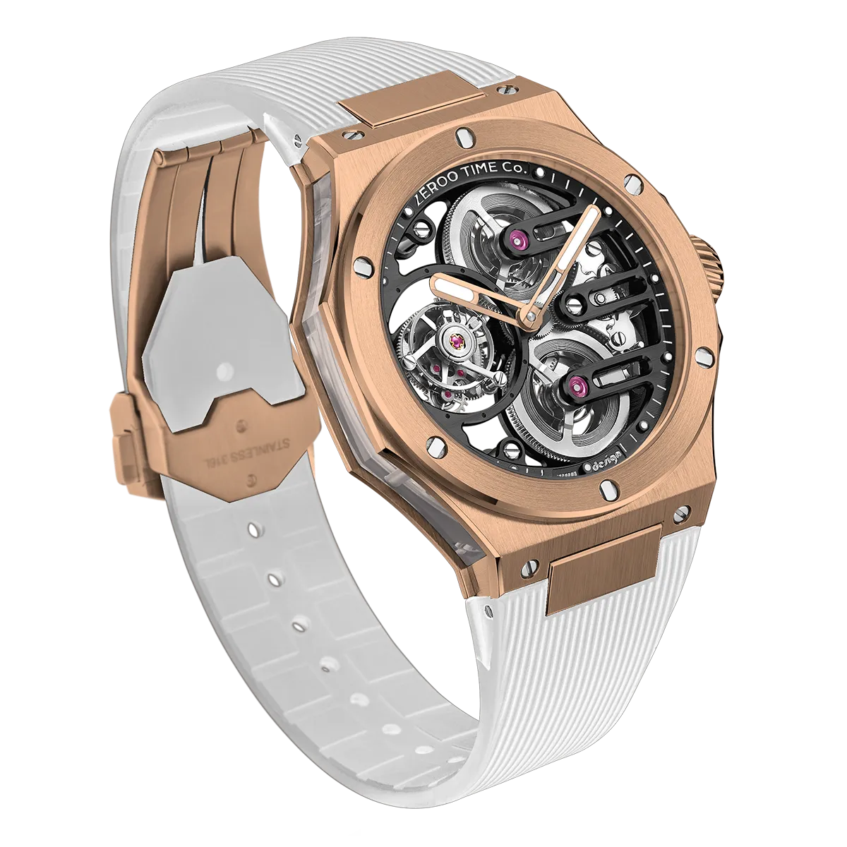 ZEROO T8 THE ORION FULL SKELETON TOURBILLONMANUAL TOURBILLON WATCH FOR GENTS - ZT008RBW