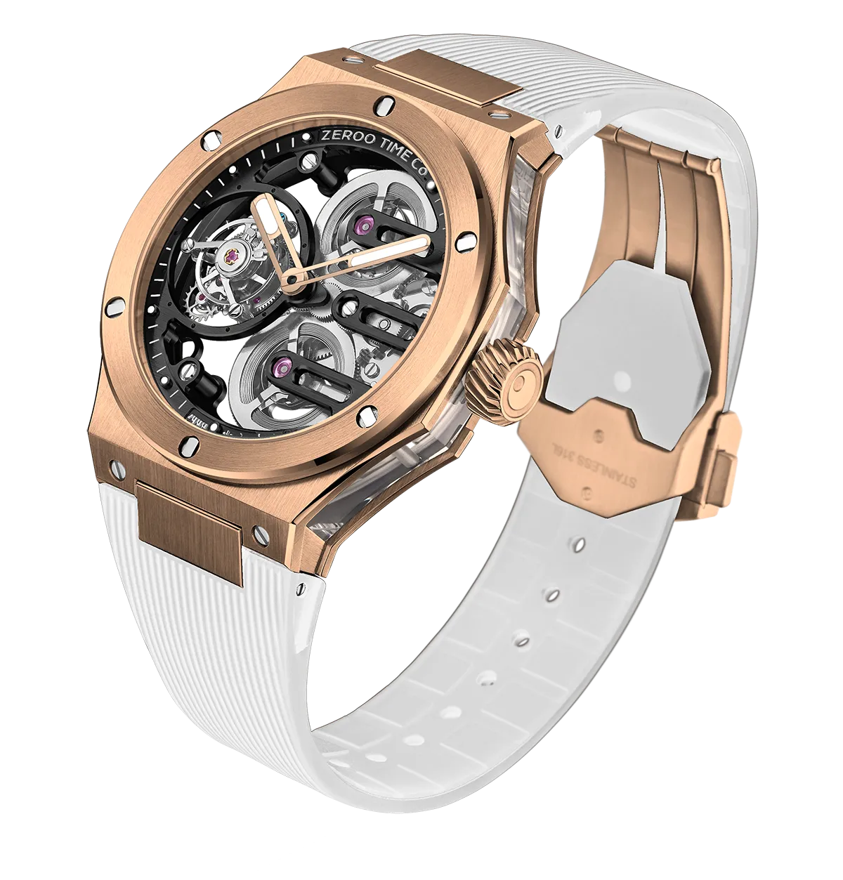 ZEROO T8 THE ORION FULL SKELETON TOURBILLONMANUAL TOURBILLON WATCH FOR GENTS - ZT008RBW