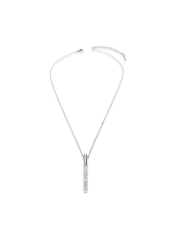 Zirconia Bar Pendant 925 Silver Plated Necklace