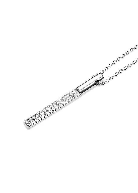 Zirconia Bar Pendant 925 Silver Plated Necklace
